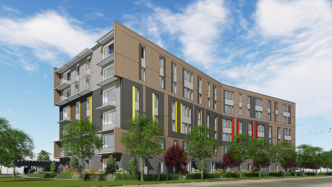 Artist rendering of the 50-unit residential building