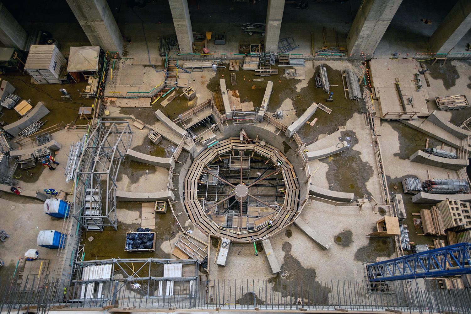 Embedding the draft tube elbow on unit 5 in the powerhouse. | August 2021