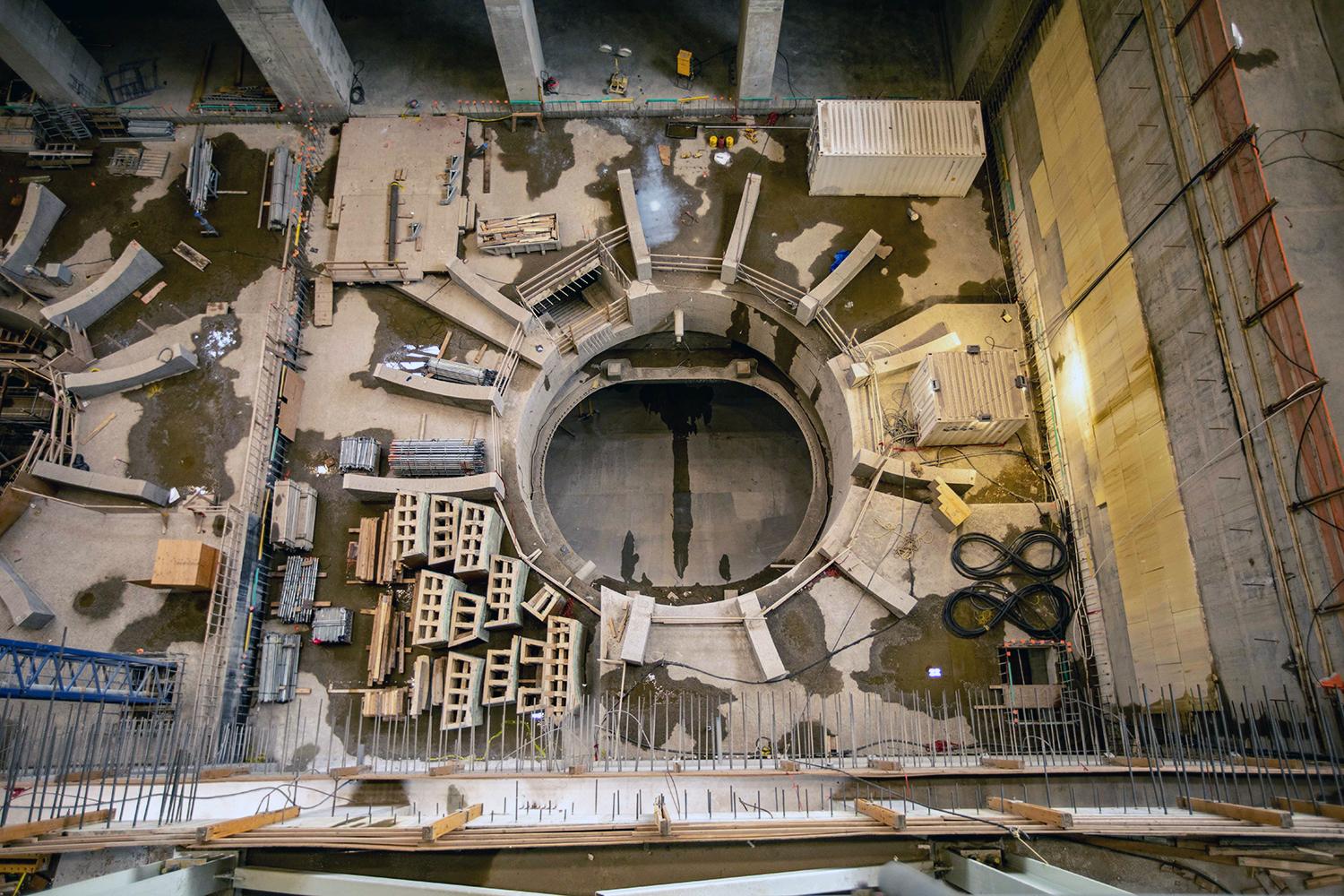 Preparing to install the draft tube liner on unit 6 in the powerhouse. | August 2021