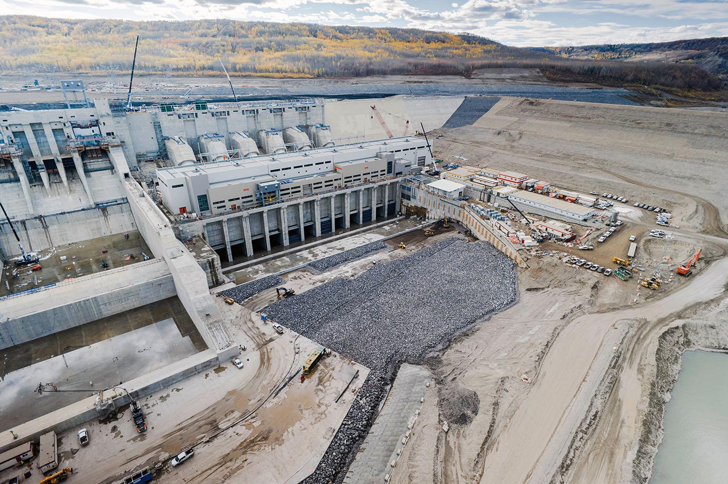 Tailrace construction is nearing completion.