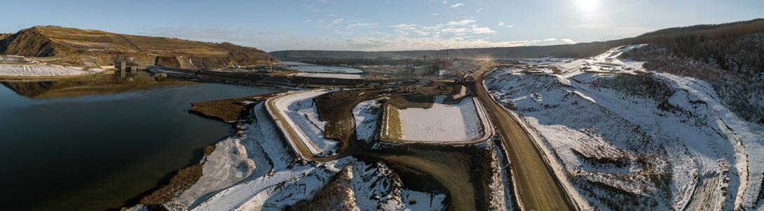 Aerial view of the approach channel excavation works. | January 2021