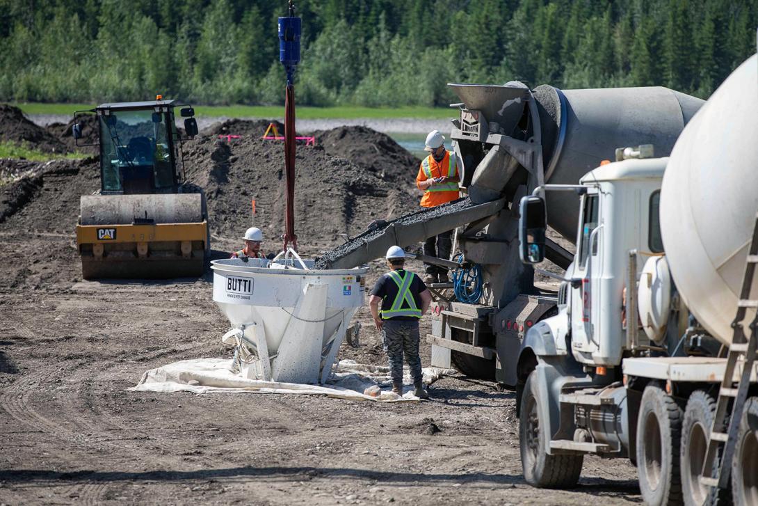 Cache Creek bridge pier five is 44 metres tall and requires 317 cubic metres of concrete. | June 2021