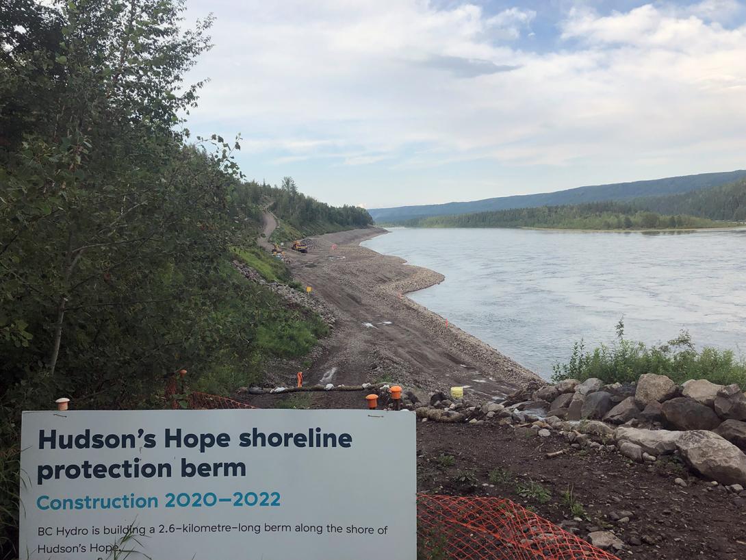 The east portion of the Hudson’s Hope shoreline protection is being built. | July 2021