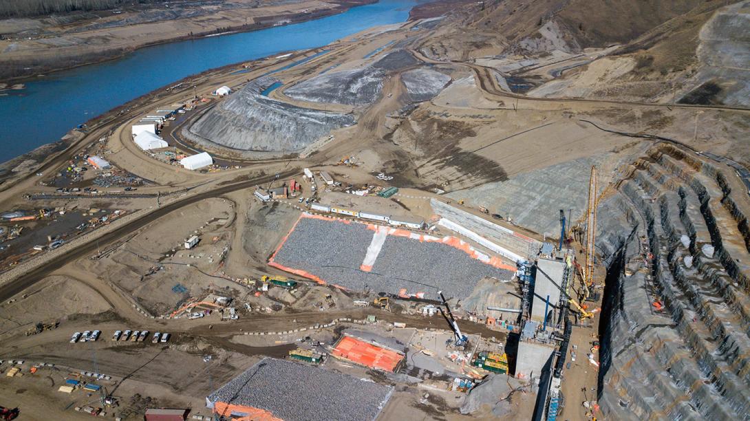 View of the diversion inlet portal on the north bank. | April 2020