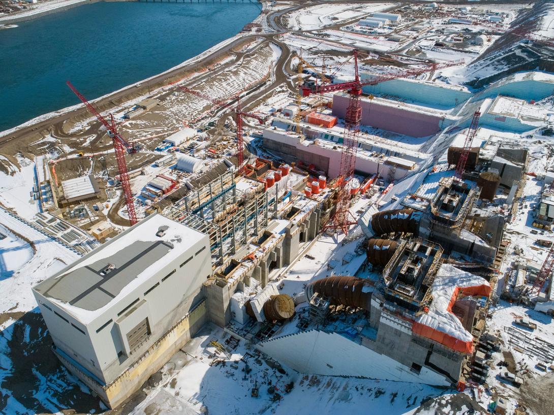 A view from the upstream end of the powerhouse and generating station. | April 2020  