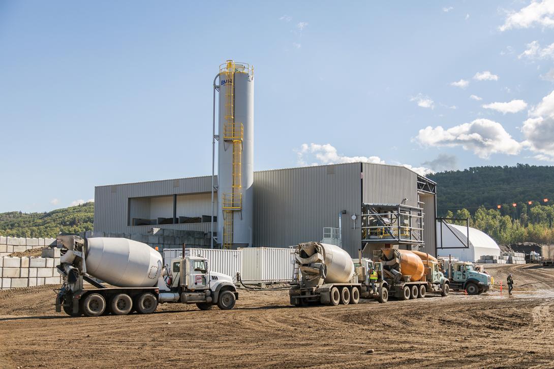 Trucks at a concrete batch plant on the south bank | September 2018  