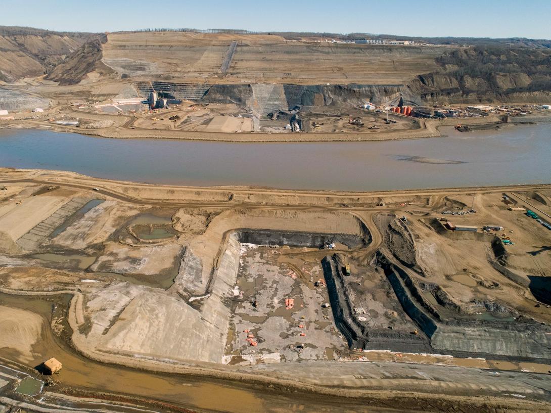 View of the south bank dam core trench facing the north bank dam core trench. | April 2020