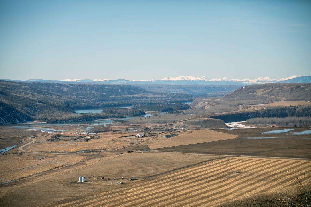 Construction of the Highway 29 realignment segment at Halfway River. | April 2020