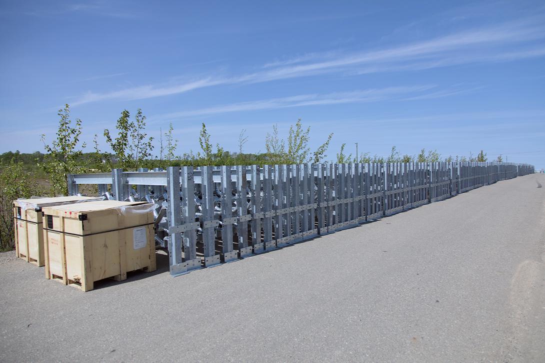 Conveyor belt components being delivered to the 85th Ave Industrial Lands | May 2018