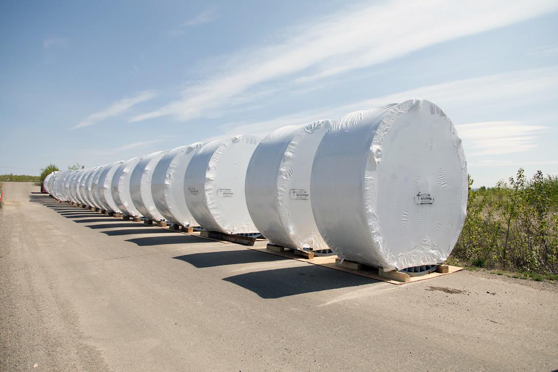 Conveyor belt components being delivered to the 85th Ave Industrial Lands | May 2018