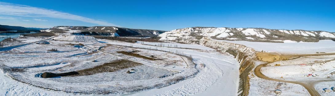 Site preparation is underway along Highway 29 at Halfway River for construction of 3.7 kilometres of new highway and a 1-km long bridge. | February 2020