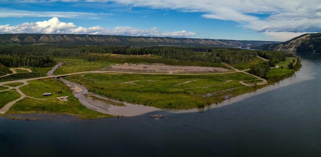 Aggregate is stockpiled for the Highway 29 realignment at Lynx Creek West. | August 2020