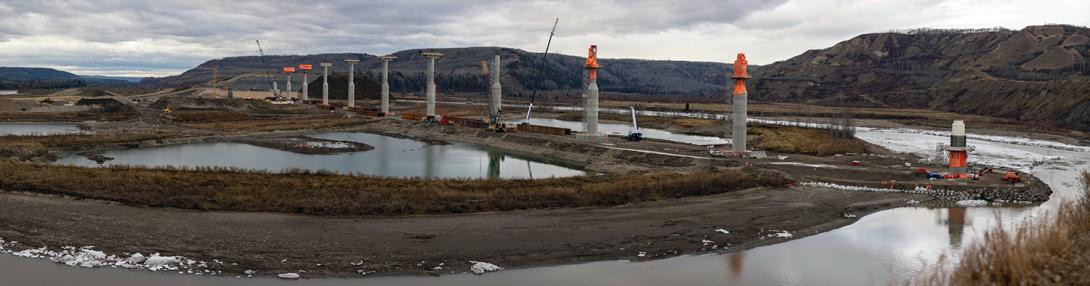 Five of the 12 piers for the new Halfway River bridge (on Highway 29) have been completed. | November 2020