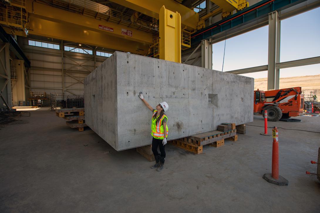 A 200-tonne concrete block is used to test the powerhouse bridge cranes before use. | September 2019