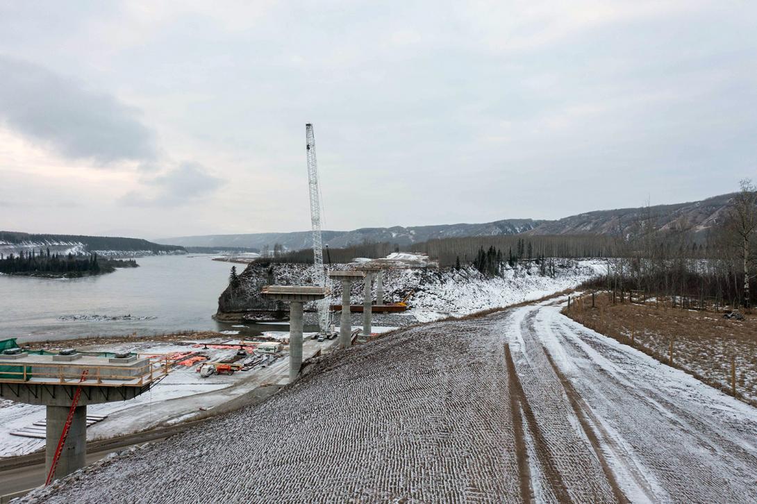 Preparing the slope at the Cache Creek bridge realignment on Highway 29. | December 2021