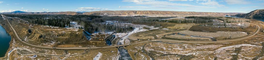 A panoramic view of the Lynx Creek segment of the Highway 29 realignment where construction is underway. |February 2021