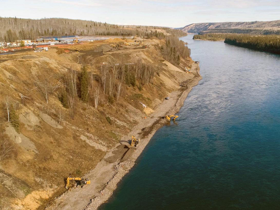 Construction continues on shoreline protection work in Hudson’s Hope. |February 2021