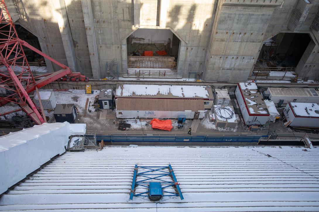 A view from a spillway of a coupling chamber opening for Units 3 and 4. | February 2021