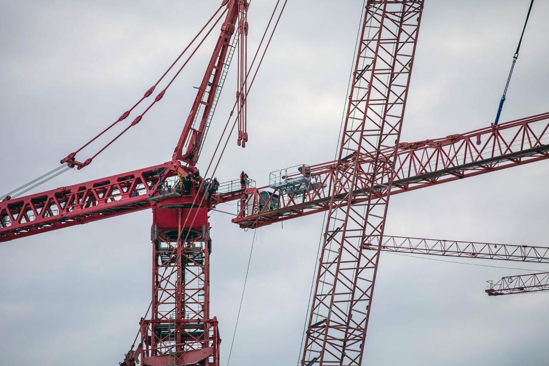The Potain MD 3200 is the the largest crane currently used in North America and is being dismantled. | January 2022