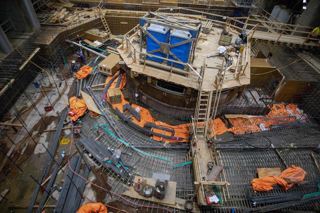 Preparation for second-stage concrete pour on a spiral case. | February 2022