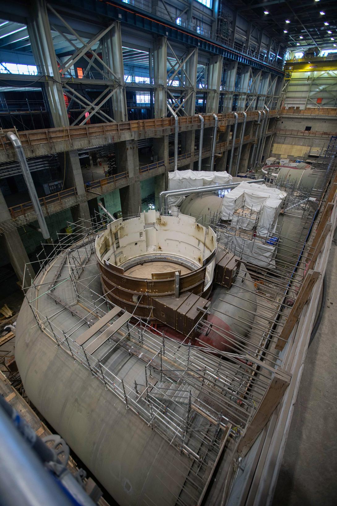 Inside the powerhouse are 6 spiral cases at various stages of completion. | February 2022