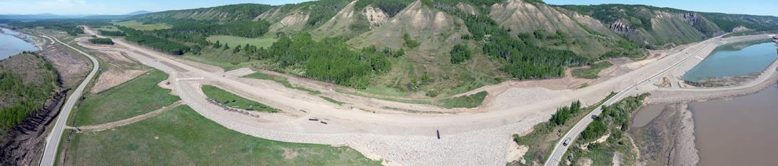 Constructing the embankment at the east end of the Lynx Creek Rd. realignment on Highway 29. | June 2022