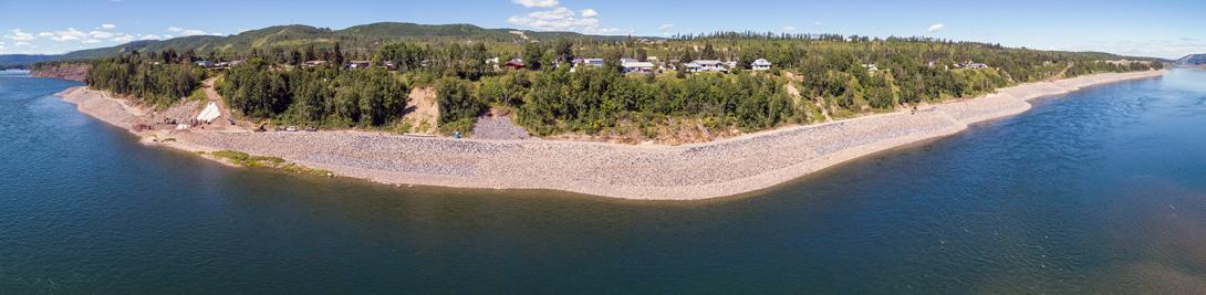Panorama showing construction progress on the Hudson’s Hope berm. | July 2022