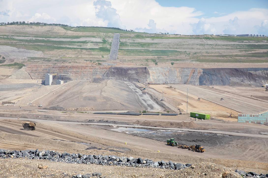 North-facing view of dam construction. | July 2022