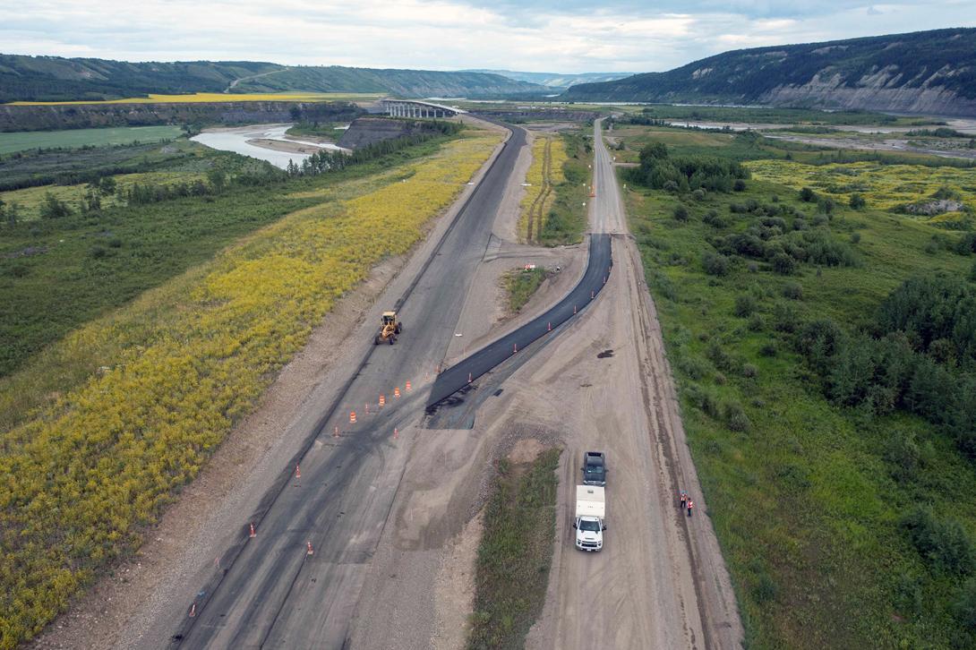 East-facing view at the tie-in for the approach to the Halfway River Bridge and approach for the future boat launch. | July 2022