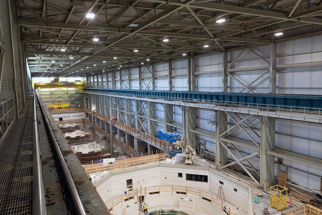 The Unit 2 generator pit is seen in the foreground; pit liners for Units 3 through 6 are in the background. | September 2022
