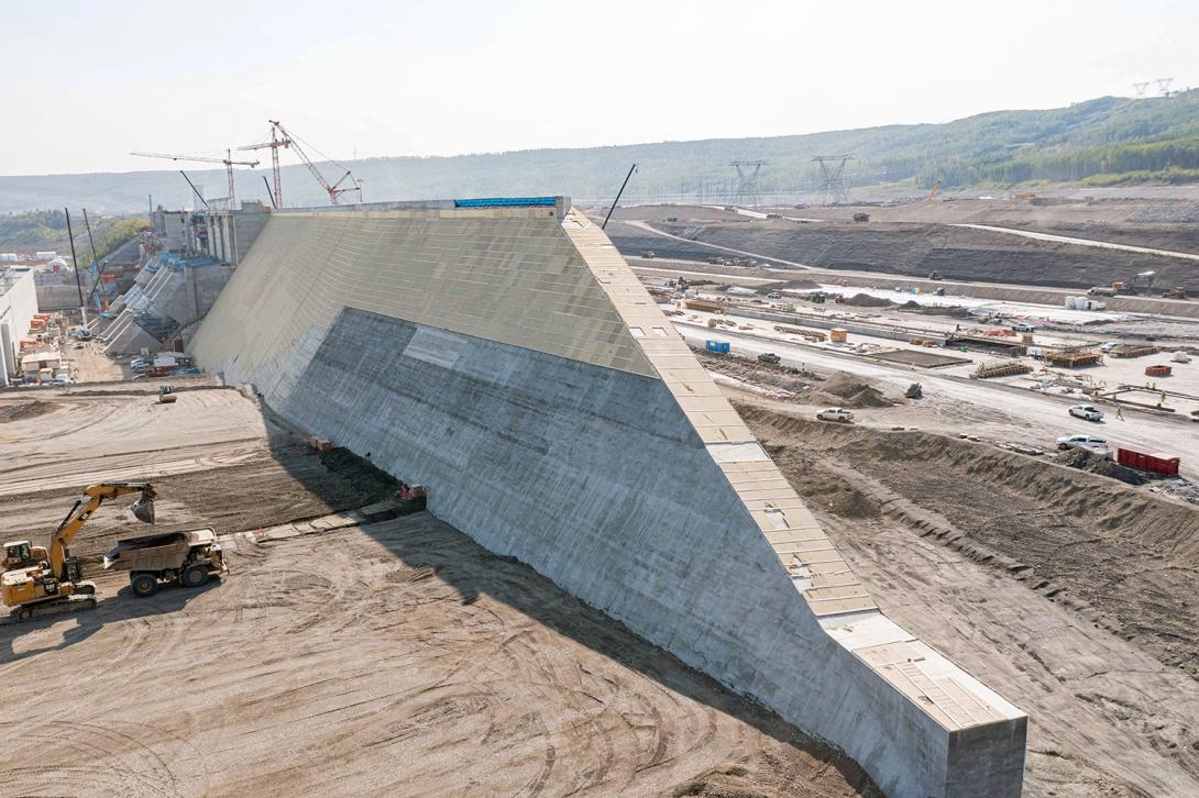 A south-facing view of the dam core and buttress. | September 2022