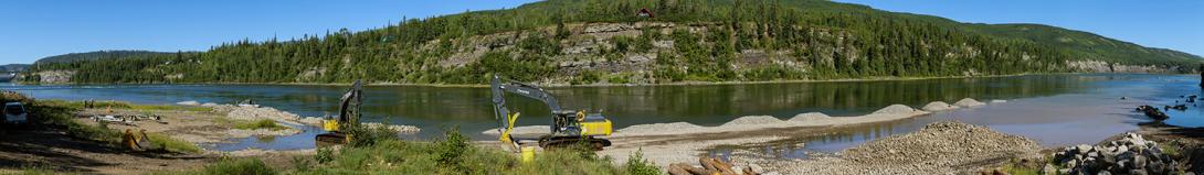 Building a spawning shoal at Maurice Creek on the Peace River. | August 2022