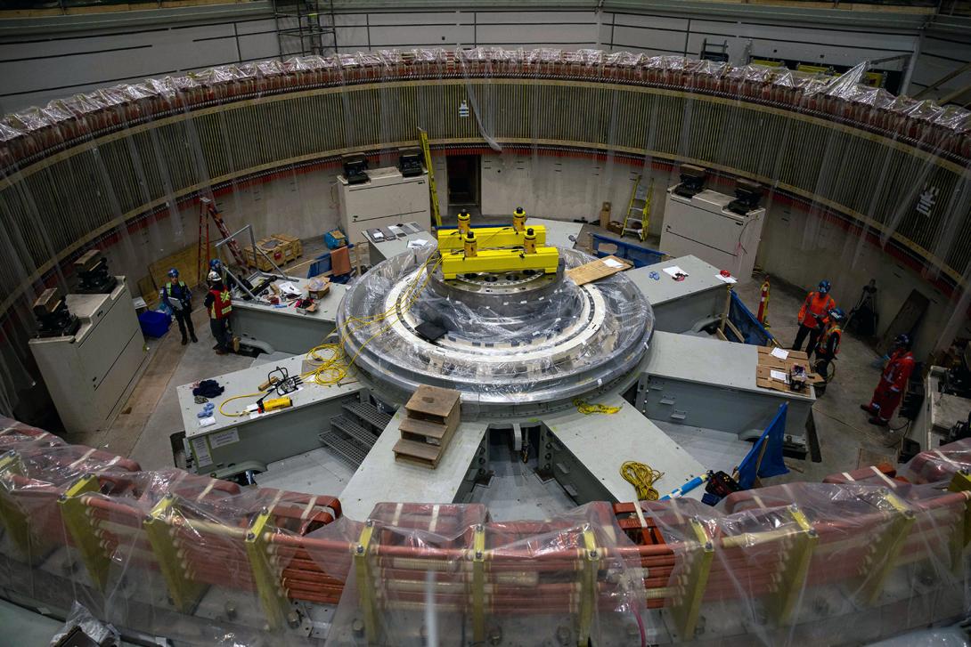 Connecting the unit 1 thrust block onto turbine shaft. | February 2023