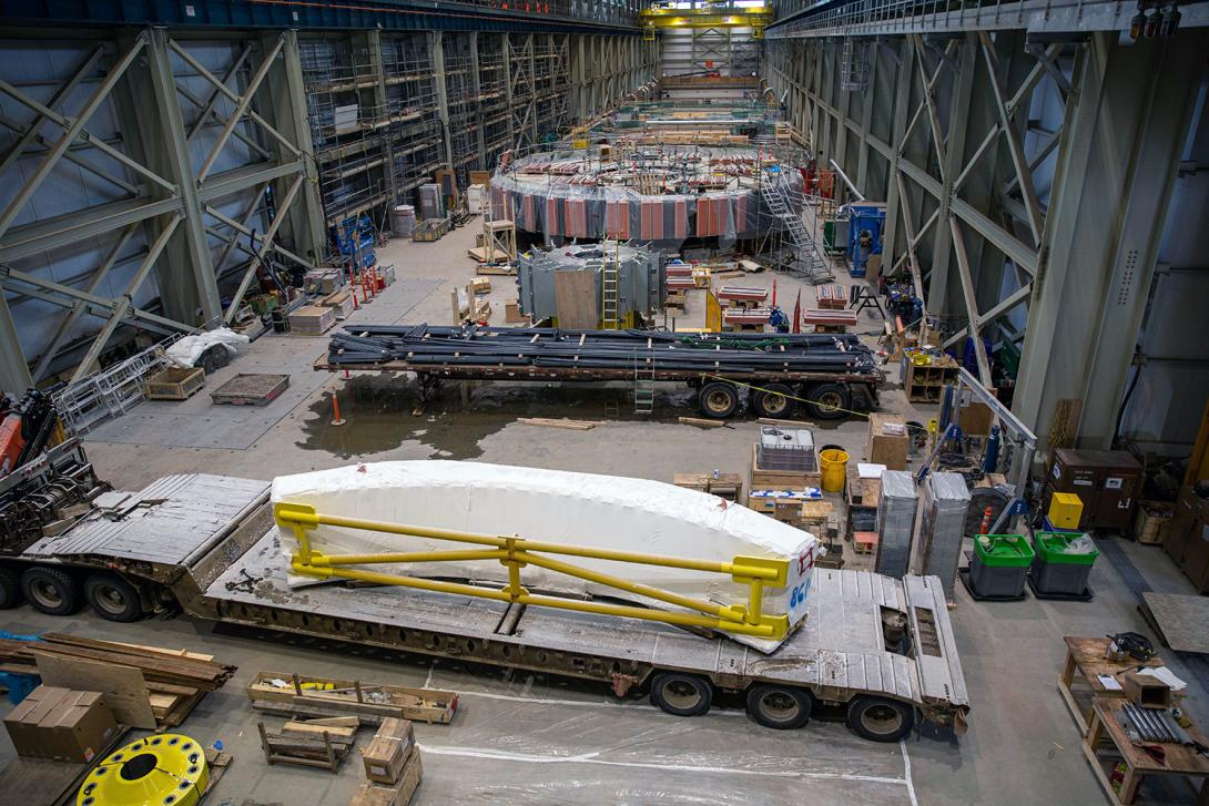 Equipment is brought to the main service bay in the powerhouse to be used for installation. | March 2023
