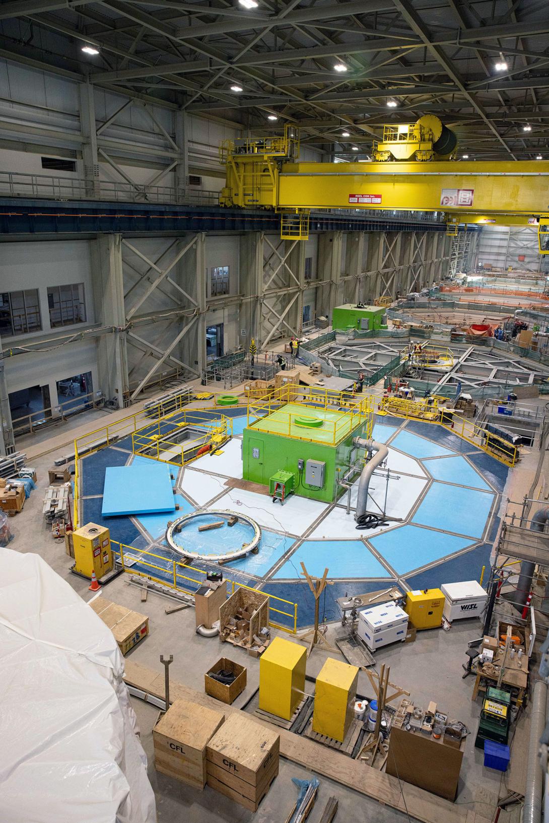 Turbine unit 1 is close to completion in the powerhouse. 