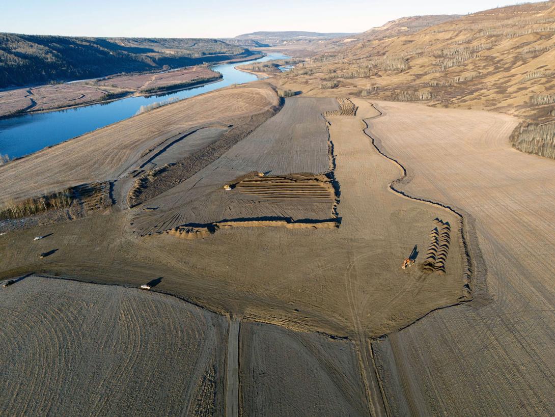 The shallow water fish habitat excavation at Wilder Creek, 20 kilometres west of Fort St. John along the Peace River. | November 2023