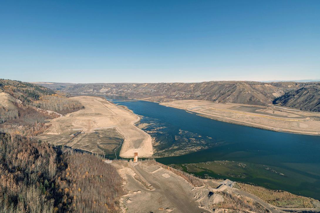 The reservoir area has been cleared of trees and brush. The reservoir area nearest to the dam will be the deepest, at approximately 52 metres.