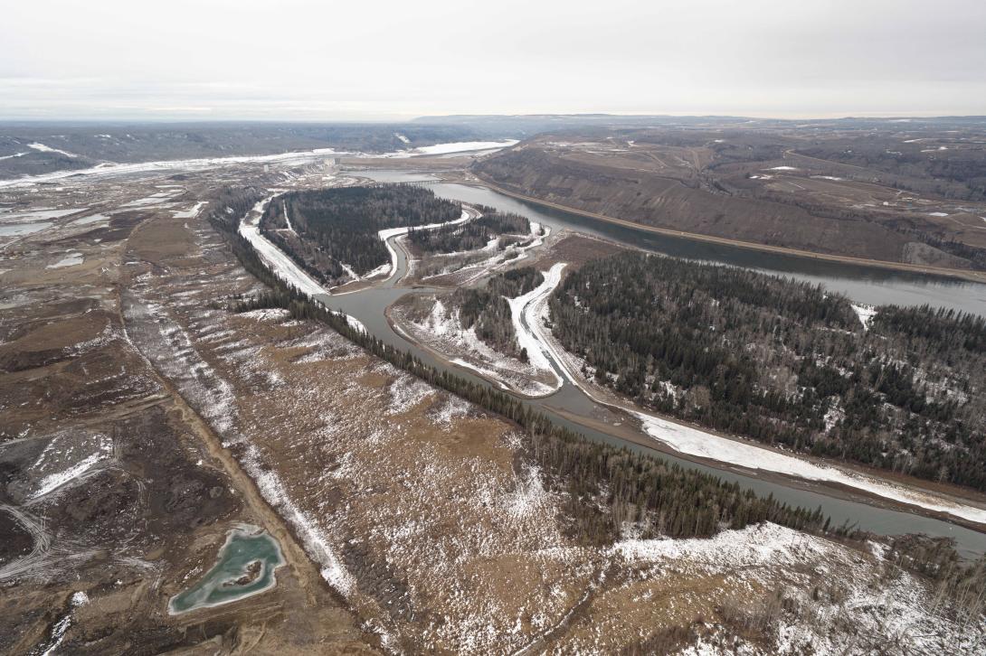 The newly opened fish habitat project downstream of the dam has deepened channels and embedded logs for fish to rest.