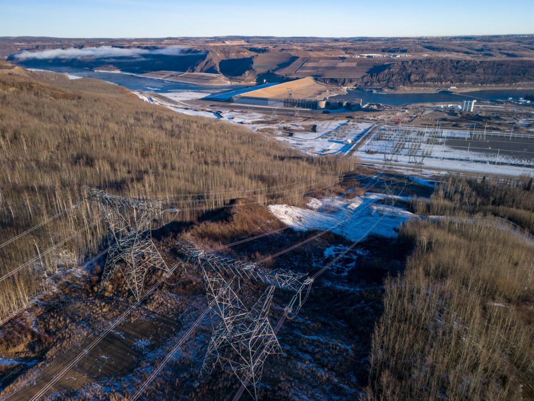 Electricity from the Site C generating station will be delivered to the BC Hydro grid through these two 500-kilovolt transmission lines.