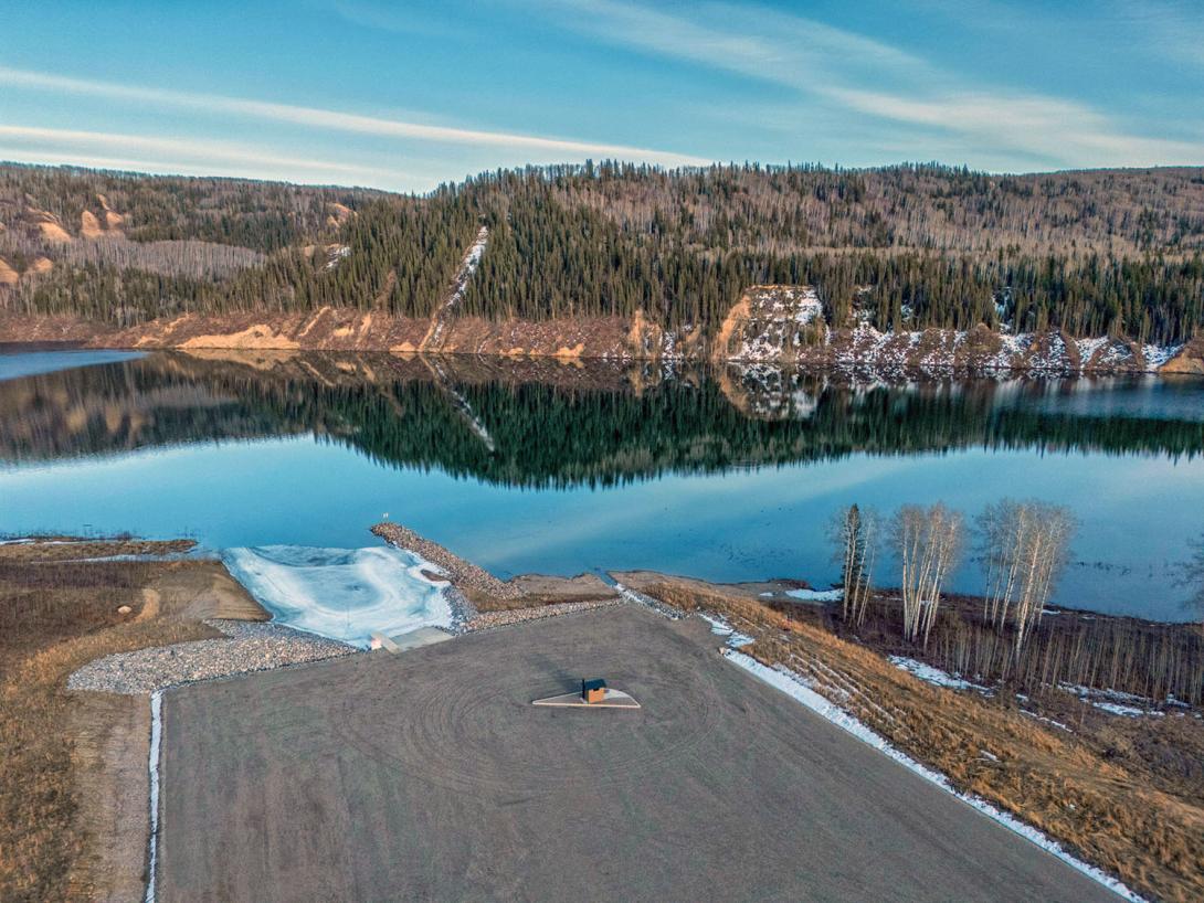 The Site C reservoir looking south from the Lynx Creek boat launch. | April 2025