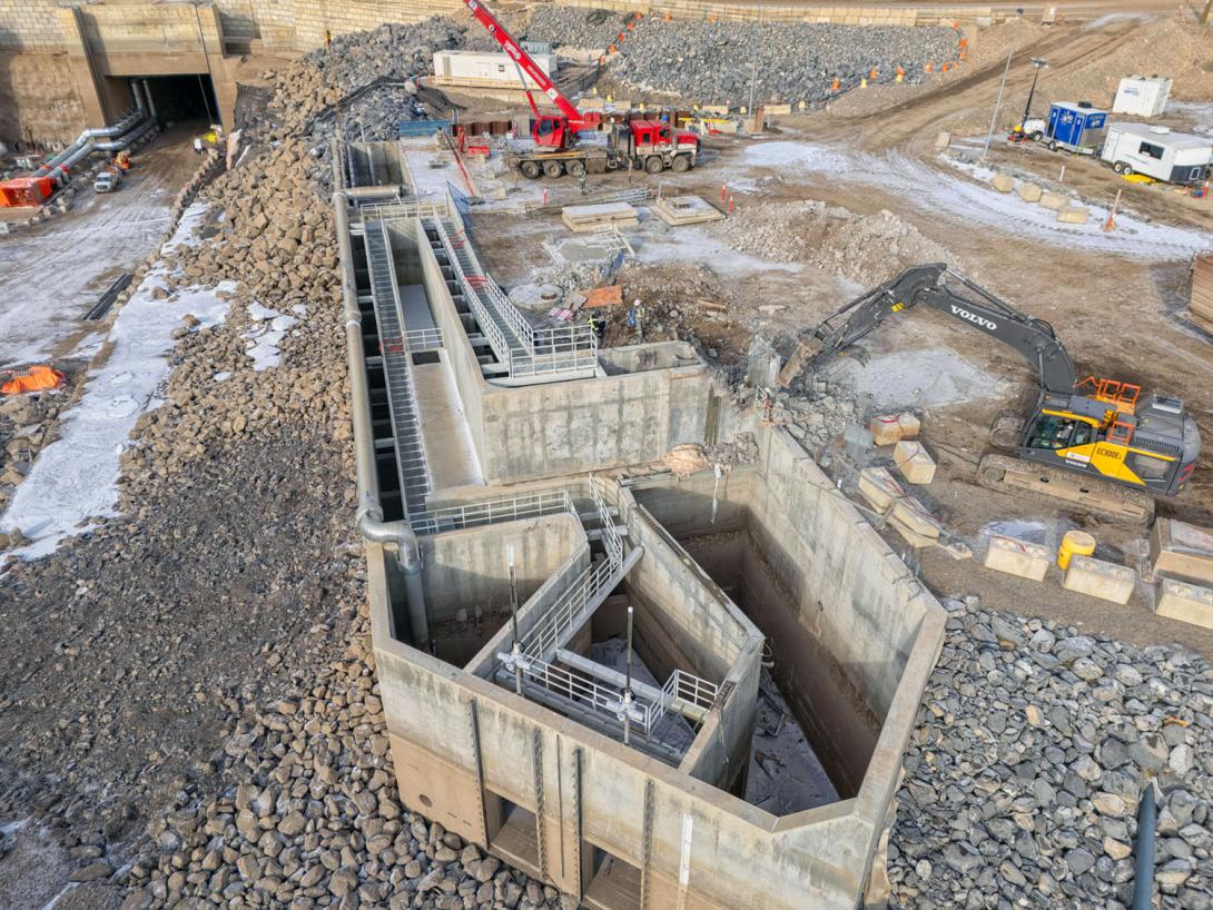 In use from 2020 to 2024, the temporary upstream fishway is now decommissioned. | March 2025