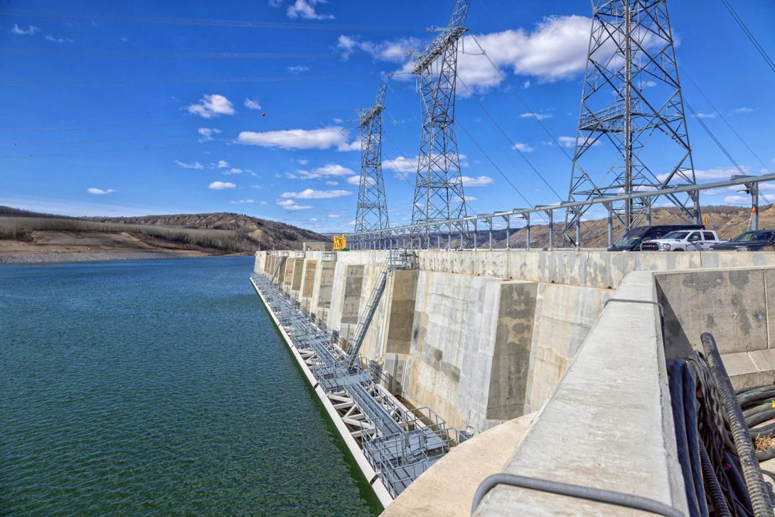 The anti-vortex device above the intake gates stops water from whirlpooling at the intakes to prevent air and debris from being drawn into the penstocks. | April 2025