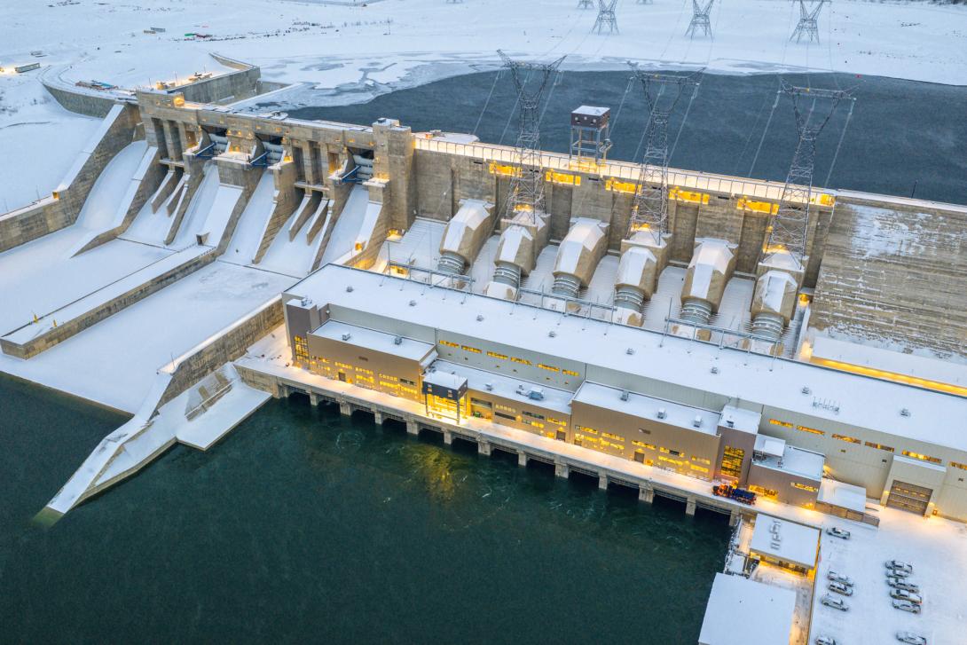 Facing the Site C tailrace and generating station. | December 2025