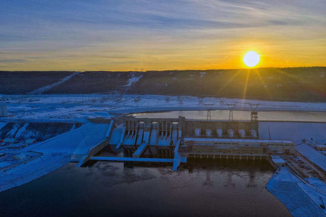 Facing the powerhouse and generating station, with the substation and transmission right-of-way at top centre. | November 2025
